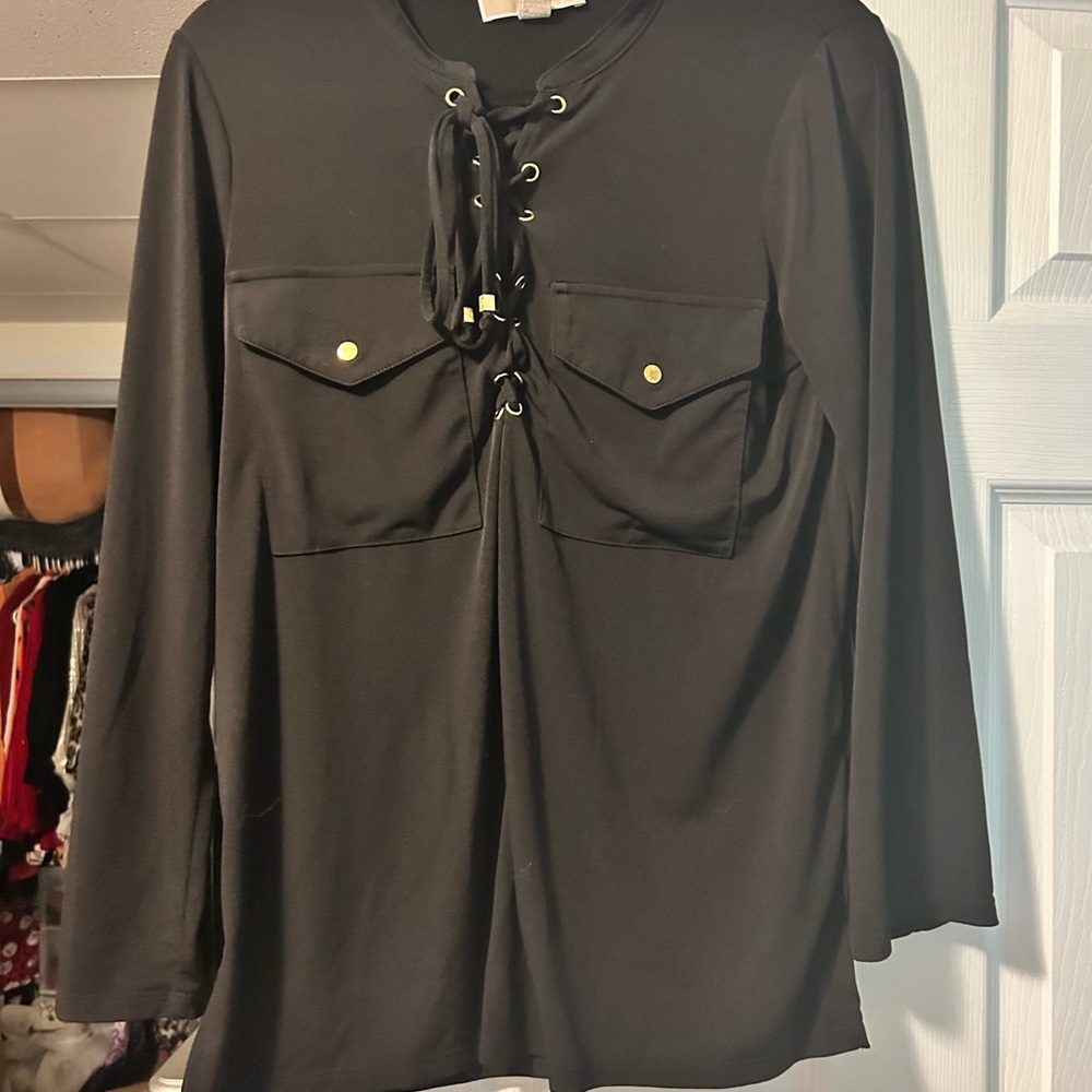 Black Lace-Up Women's Top